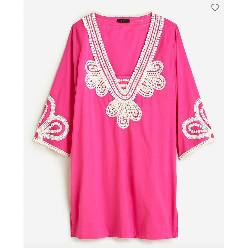 J.Crew Corded Trim Short Tunic Beach Coverup in Neon Flamingo Pink, XS‎